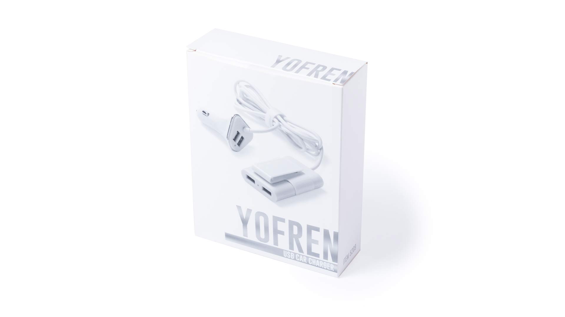 Cargador Coche USB promocional  Yofren blanco